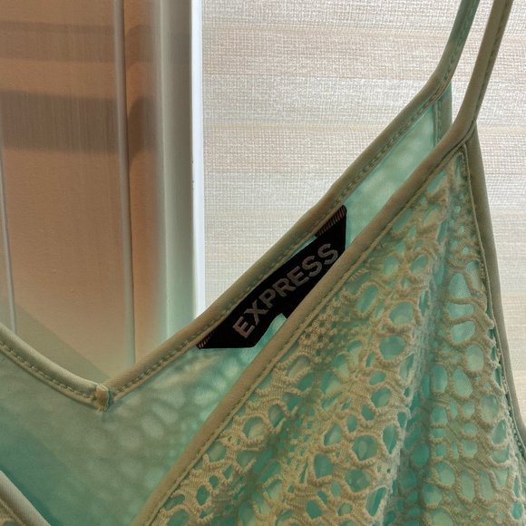 Express Crochet Mint Mini Dress - Picture 4 of 4